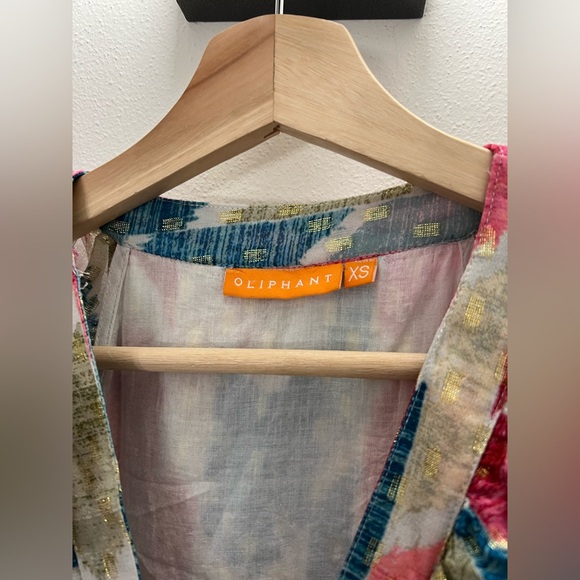 EUC Oliphant Metallic Gold Detail Teal Merritt Sleeveless Maxi Dress Size XS / S - Picture 5 of 8